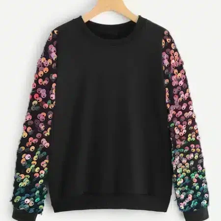Multi Sequins Sleeves Sweatshirt